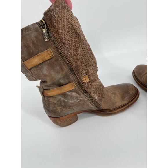 A.S. 98 Distressed Brown Leather Combat Boots 39 - Picture 7 of 16